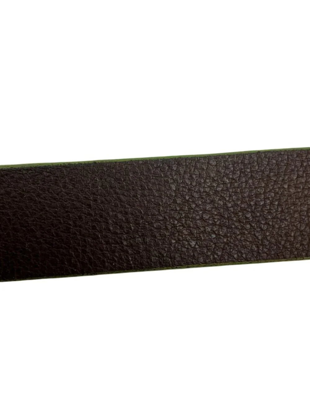 Boconi Genuine Pebbled Leather Belt With Green Edge Trim Mens 36 Brown